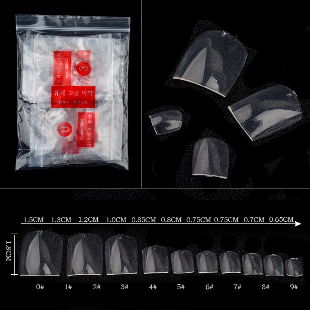 Прозрачные накладные ногти, 500 шт, горячие поддельные искусственные ногти, наклейки, натуральные акриловые накладные ногти для пальцев ног, 70901
