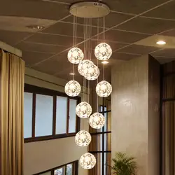 Американский Хрустальные подвесные лампы современный светодиодный подвесной светильник моды виллы дуплекс Lampen алюминиевая подвеска