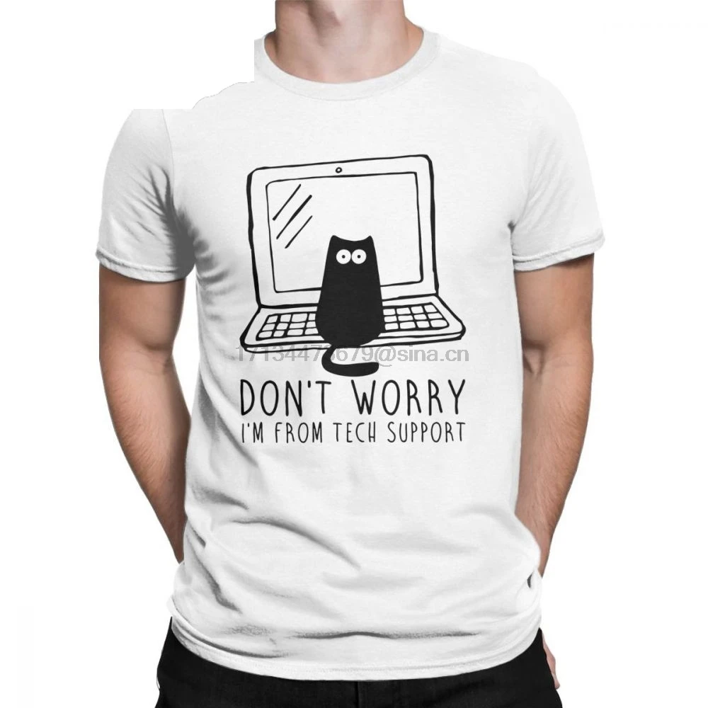 

Men Im From Tech Support T Shirts Cats Geek Programming Engineering Software Engineer Cotton Tops Funny Tee Plus Size T-Shirt
