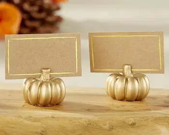 

30pcs Gold Pumpkin Shape Place Card Holder Wedding Birthday Party Table Centerpieces Halloween Christmas Decor