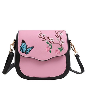 

New Fashion Women's Casual Crossbody Bag Flower Butterfly Embroidered Handbags Basic Style Lady Fashion Casual Bag for Purse