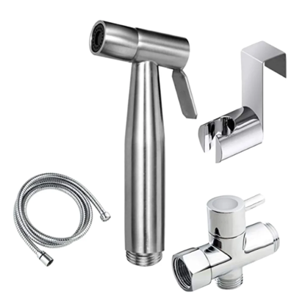 Personal Hygiene Bidet Sprayer Portable Adapter Stainless Steel Hose