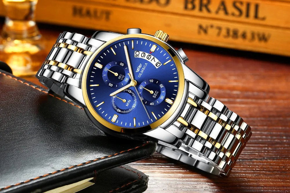 OLMECA новые черные мужские часы из нержавеющей стали relogio masculino роскошные брендовые аналоговые спортивные наручные часы кварцевые деловые часы