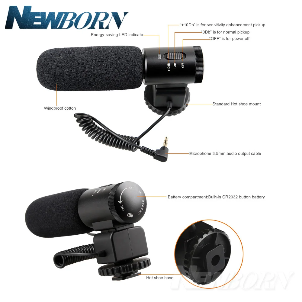 MIC 02 Professional для Nikon D7500 D7200 D5600 D5500 D5300 D3300 D810 D750 D500 D5 D4|Микрофоны| |