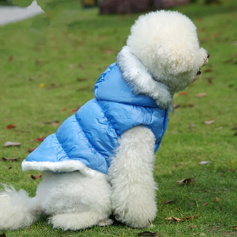 Пуховик для собак зимняя одежда для собак пальто Высокое качество Одежда для собак верхняя одежда Французский костюм для бульдога одежда - Цвет: Синий