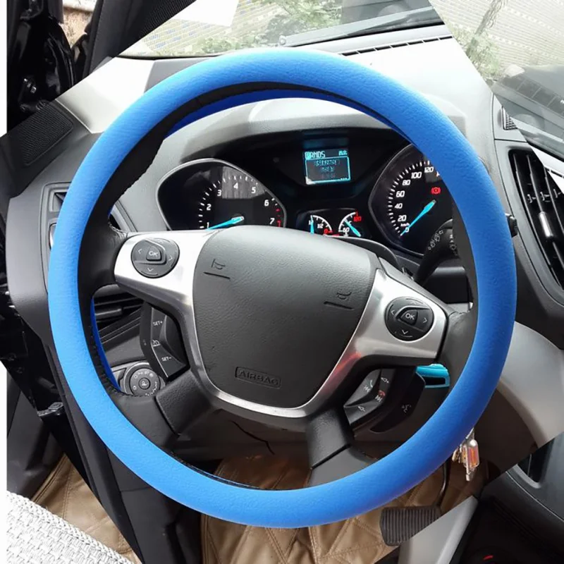 Универсальный автомобильный чехол на руль авто силиконовые руль перчатки покрытие автомобиля для укладки - Название цвета: Серый