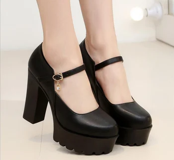 

New Fashion High-heeled Waterproof Platform Women's Shoes Shallow Mouth T Model Single Shoes Thick with White Wedding Sho