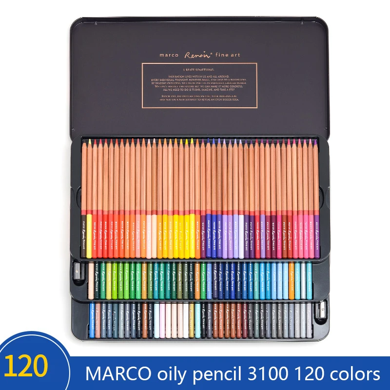 

MARCO Art design professional 6/120 color theme hand-painted Renoir oil color pencil student painting special iron box
