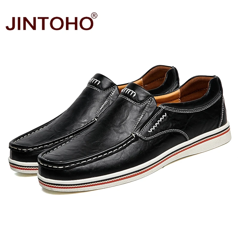 JINTOHO/ г., модная мужская обувь на плоской подошве без шнуровки, мужская обувь из натуральной кожи брендовая дизайнерская мужская обувь итальянские мокасины, повседневная обувь на плоской подошве
