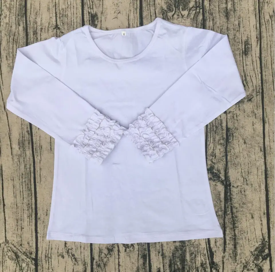 Для маленьких девочек одежда из хлопка Весна монограмма пустой o-образным вырезом Бутик Детские футболка длинные рукава для маленьких