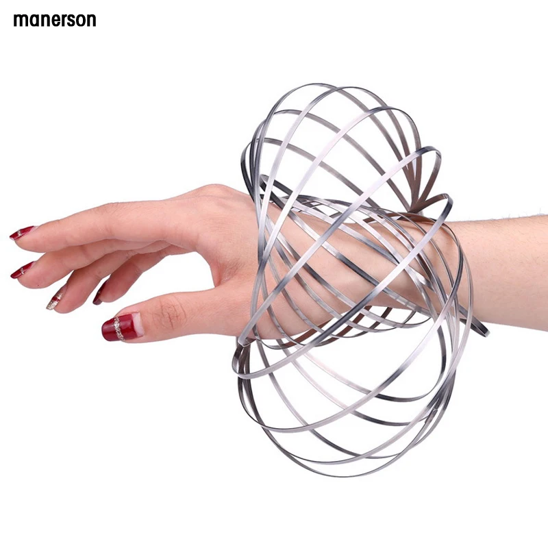 

2018 HOT bracelet decompression magic props bracelet pattern stainless steel Kinetic Spring Toy Outdoor Game
