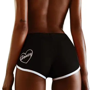 

Summer Women Shorts Sexy Casual Elastic Waist Embroidery Letters Cotton Slim Fit Black Beach Fashion Shorts