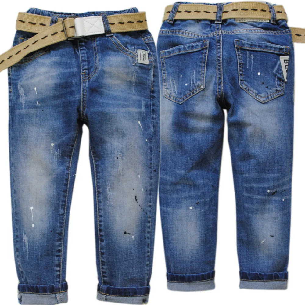 Джинсы для мальчиков с дырками и эластичным поясом весна осень 4086 kids fashion | Джинсы -32613812379