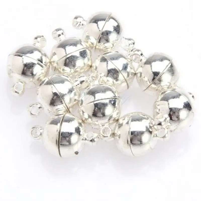 

10pc/lot Jewelry Bracelet Necklace Round Beads Magnetic Clasp DIY Connectors Making Fittings 6/8mm Sliver /Gold