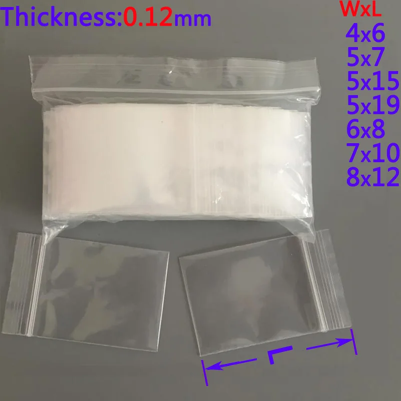 100Pcs 0.12mm Thick Selfseal Bags Resealable Plastic Zip Lock Packaging Bags RU 