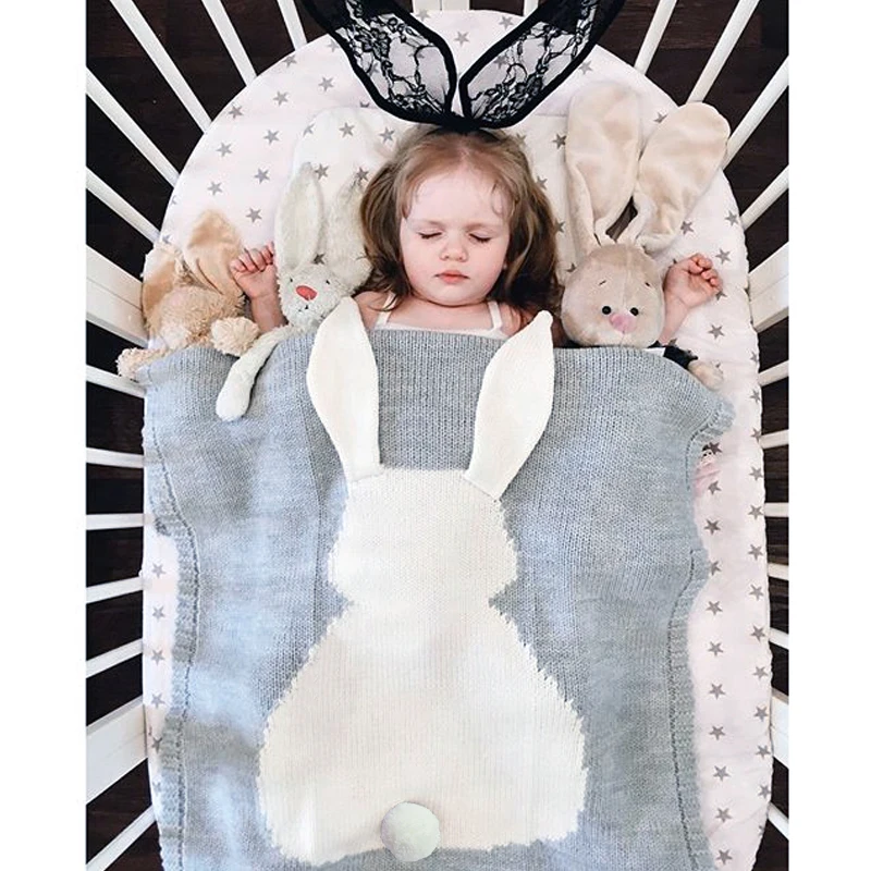 Постельные принадлежности для малышей; Вязаное детское одеяло; мягкое одеяло для новорожденных с большими заячьими ушками; пеленание детей; одеяло для девочек; s