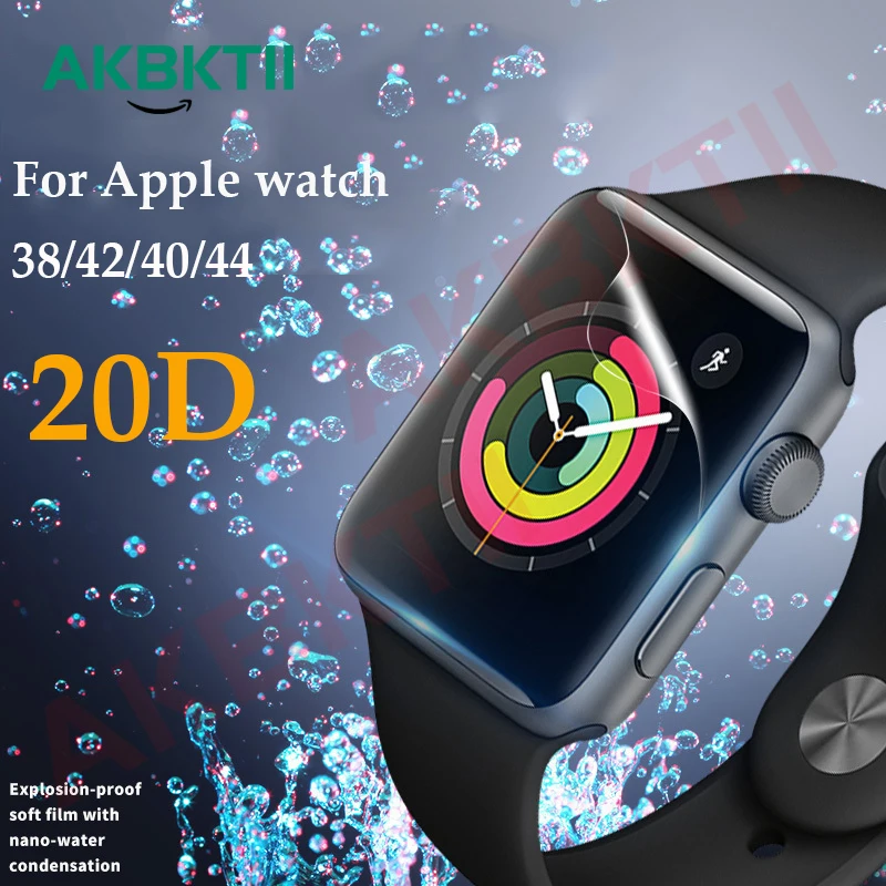 

AKBKTII 20D Full Cover Protector film For Apple Watch Series 4 Screen Protector 40 44mm for i Watch 38/42 1/2/3/4 not glass film