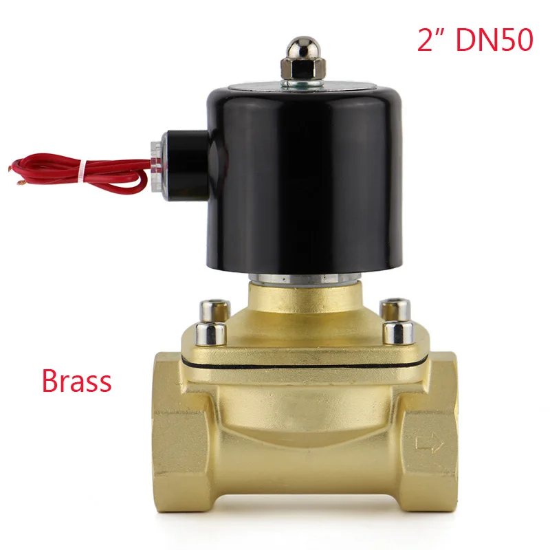 Электрический электромагнитный клапан Вода Воздух N/C 2 Way " AC 220 V 2W500-50 латунный корпус DC12V 24 V AC110V 220 V клапан 2W-500-50