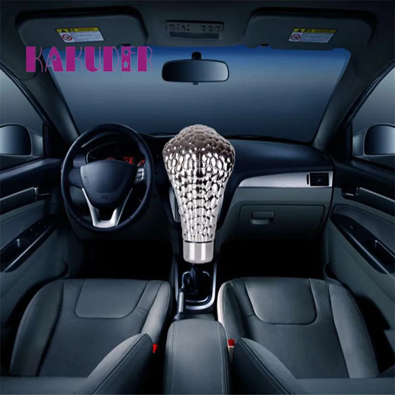Shift Knob Chrome LED azul Ojos coche cobra manual Perilla del cambio de engranaje serpiente Shifter universal palanca de cambios gota june16 Shift Knob Chrome LED azul Ojos coche cobra manual Perilla del cambio de engranaje serpiente Shifter universal palanca de cambios gota june16