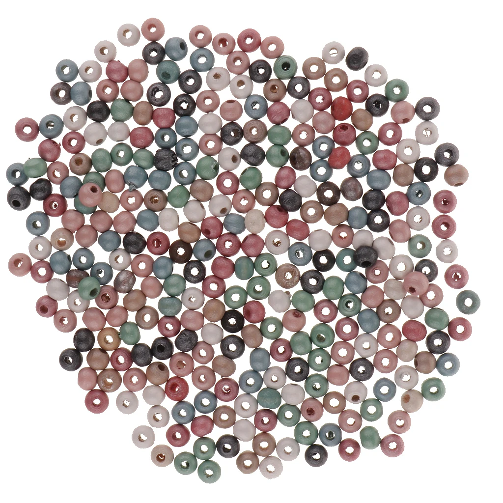 1 Pack Pearly Luster Surface Wooden Spacer Beads Loose Beads Crafts Supply Kids Toys Supply Kids Necklace Bracelets Accessory