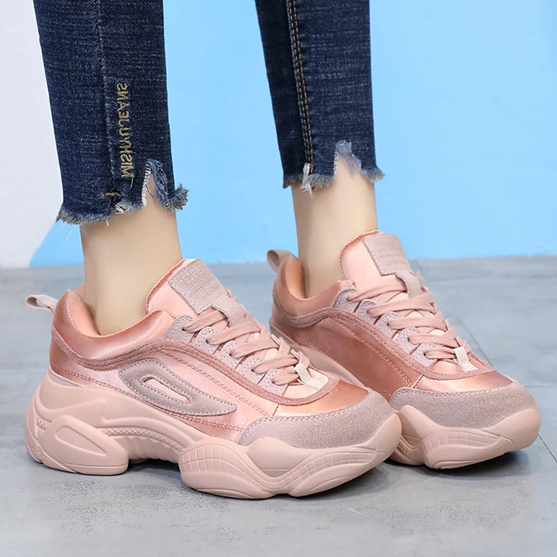 

2019 Pink Vulcanize Shoes Female Fashion Sneakers Lace Up Soft High Leisure Footwears Women Shoes Casual Shoes zapatillas mujer
