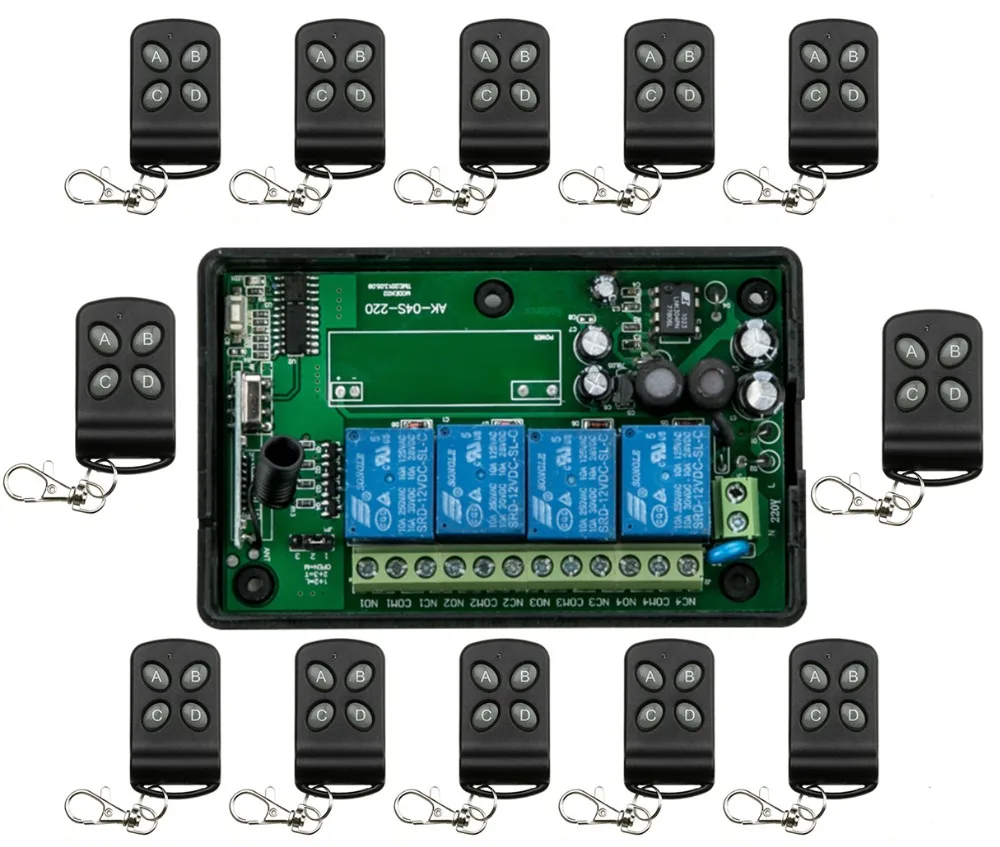 

AC85v~250V 110V 220V 230V 4CH Wireless Remote Control Switch Relay Output Radio RF Transmitter Receiver