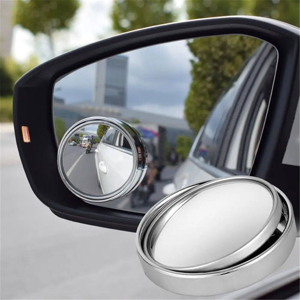 1 Pair 360 Degree Rotary Push-type Wide Angle Round Convex Blind Spot Mirror For Parking Rear View High Quality | Автомобили и