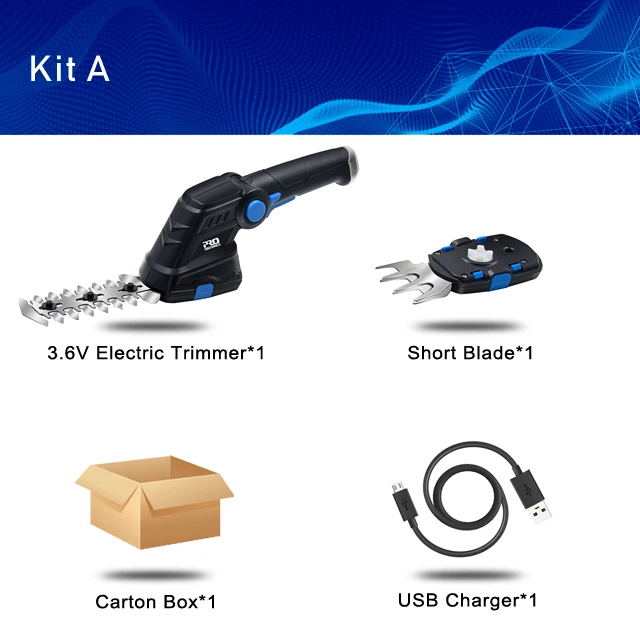 KIT A PROSTORMER, электрический триммер для живой изгороди, 2 в 1, 3,6 В, USB, беспроводной, домашний триммер, перезаряжаемый, для прополки, ножницы, обрезка, косилка - Цвет: KIT A