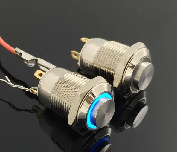 1pcs 12mm illuminated LED metal switch waterproof IP65 smart push