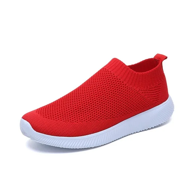 Женские кроссовки; обувь года; удобная дышащая обувь из сетчатого материала; слипоны; zapatos de mujer; женская прогулочная обувь; tenis feminino - Цвет: 465 Red