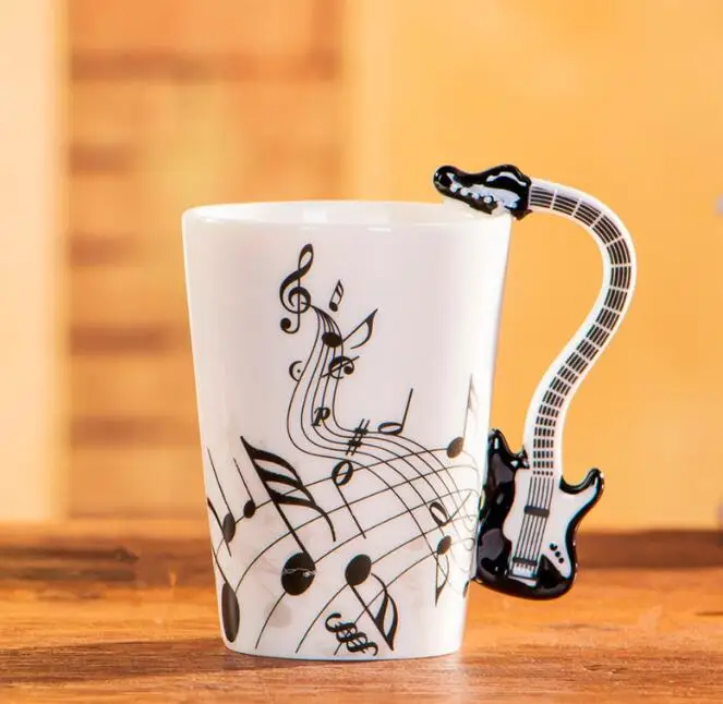 400ml Music Mug Creative Violin Style Guitar Ceramic Mug Coffee Tea Milk Stave Cups with Handle Coffee Mugs Novelty Gifts