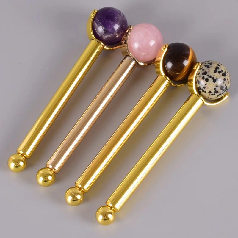 Stainless Steel Wand Roller Face Natural Jade Massage Ball Eye Roller Quartz Slimming Anti Wrinkle Cellulite Crystal Tool Stainless Steel Wand Roller Face Natural Jade Massage Ball Eye Roller Quartz Slimming Anti Wrinkle Cellulite Crystal Tool