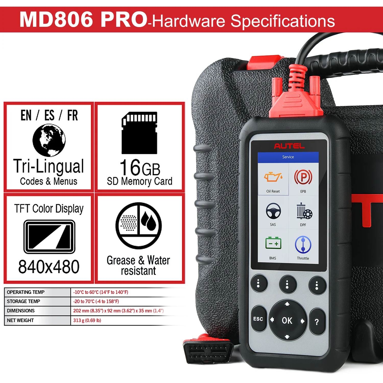 Autel MaxiDiag MD806 Pro OBD2 автомобильный диагностический инструмент считыватель кодов OBD 2 автоматический сканер полная система диагностики Автомобильный сканер