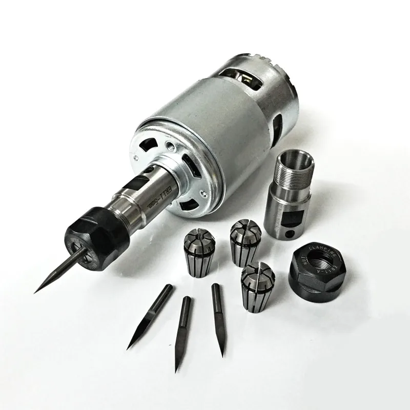 775 DC Motor 12-36V 4000-12000 RPM Ball Bearing Spindle Motor with ER11 Extension Rod Carving Knife for CNC Router Machine