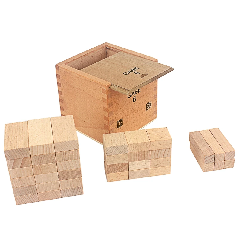 Baby Frobel Teaching Toys Gabe6 Proportion Froebel 18Pcs Cubes Solid Wood Toys for Children Educational Preschool Kindergarden