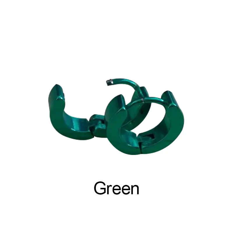 1 пара x сережек, маленькие серьги-кольца, серебряные, золотые, нержавеющая сталь, серьги-кольца для женщин и мужчин, Ушные Кольца, цветные серьги-клипсы - Окраска металла: Green