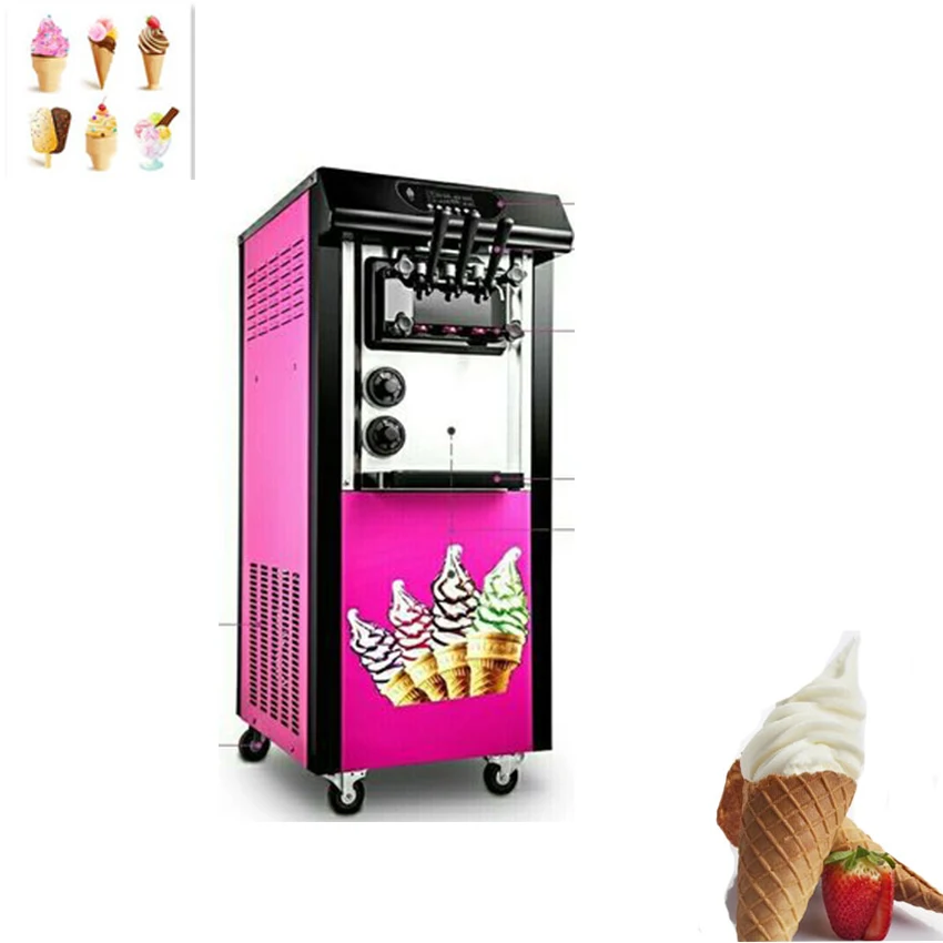 

Free Shipping 20L capacity Commercial 3 Flavor Soft Ice Cream Making Vending Machine with cone for Sale with Good Price