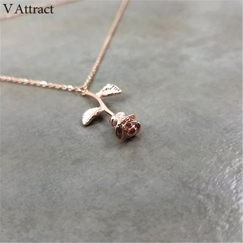Покрытие из розового золота V привлечь Bijoux Femme Кольер Новинка года розового золота розы себе Цепочки и ожерелья Для женщин очаровательные Макси колье Boho ювелирные изделия - Окраска металла: Покрытие из розового золота