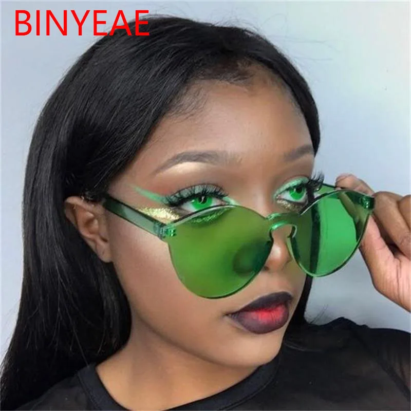 

Green Orange Colored Cat Eye Glasses Vintage Women's Sunglasses One Pieces Lens Transparent Clear Candy Color Cateye Sunglasses