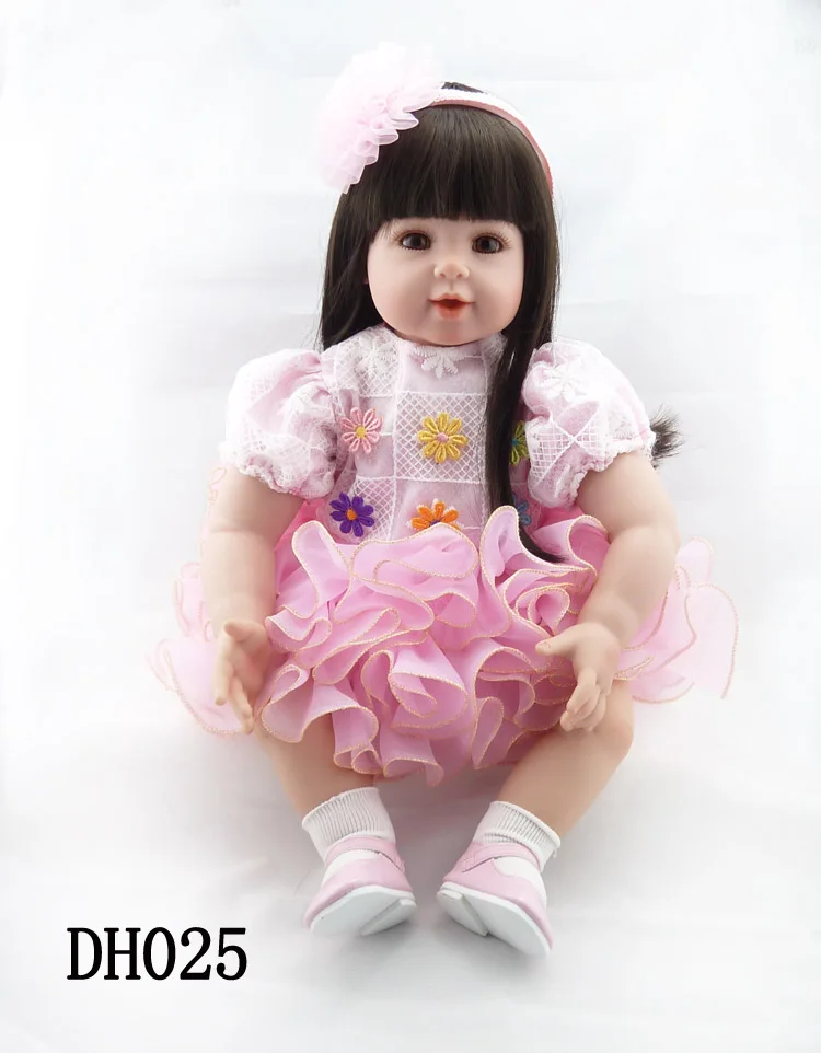 NPK 51 см ручной работы силикона reborn baby doll игрушка новорожденных длинные каштановые волосы для девочек Дети милые Bebes возрождается куклы для