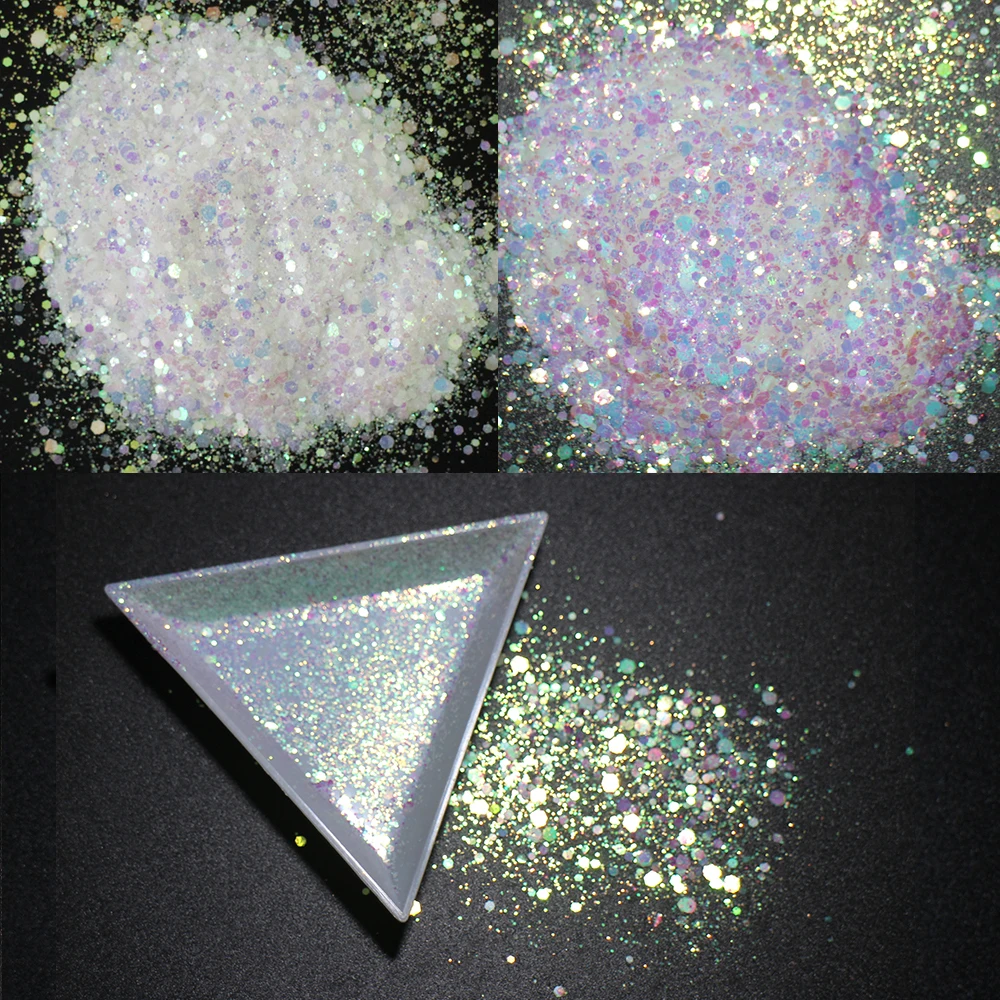 

10g/pack, Light Change Orange Colors Sequins, Mix Sizes Hexagons Iridescent Slices 3D Nail Art Glitters Paillettes