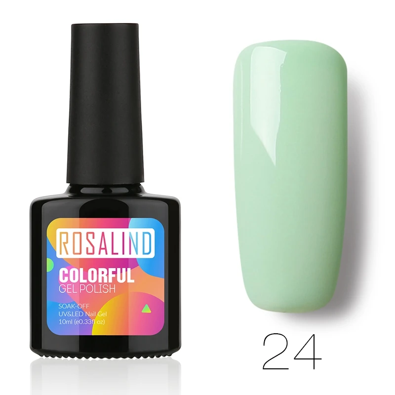 ROSALIND, 10 мл, цветной Цветной Гель-лак, профессиональный, замачиваемый, УФ светодиодный набор с блестками для маникюра, Полупостоянный лак для ногтей - Цвет: RB24