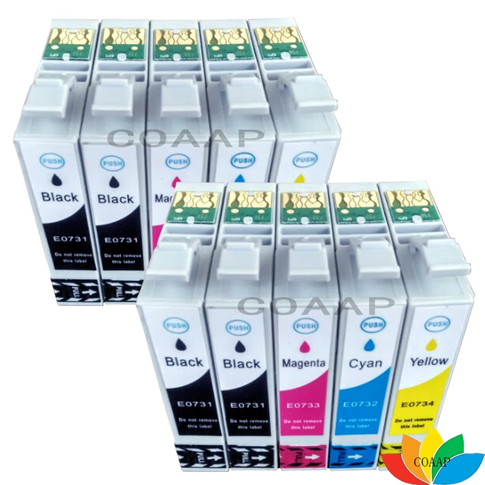 

10PK Compatible INK 73N T0731 - 734 for EPSON TX300 TX300F TX400 CX6900 TX110 TX210 TX410 CX5500 T20 T30 T40 TX100 TX200 printer