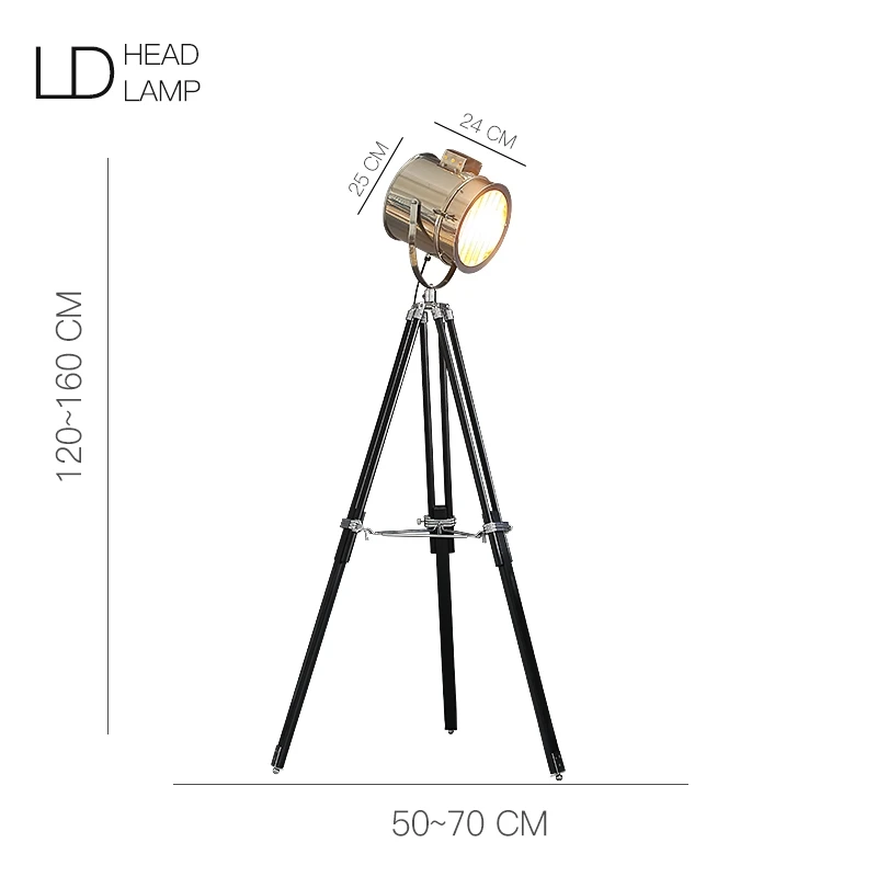 Cheap BDBQBL Nordic American Creative Studio Retro Industrial Bar Floor Lights E27 Tripod Searchlight Additional Net LED Floor Lamp 8