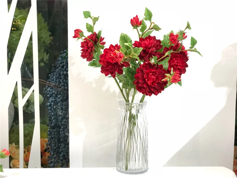 Flone Artificial Dahlias Flower Simulation Chrysanthemum Flowers Bouquet Artificial Silk Peony Wedding Home Table Party Decor (3)