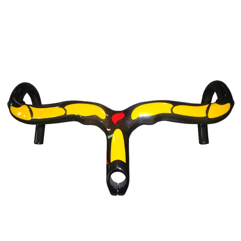 Free Shipping Carbon Handlebar Carbon Road Handlebar  90/100/110/120mm*400/420/440mm Yellow