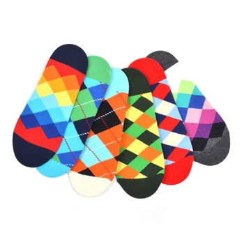 

2019 Hot Sale Classic Men's Combed Cotton Diamond Geometric Pattern Ankle Socks Summer New Casual Funny Colorful Dress Socks
