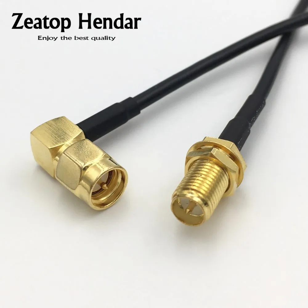 1Pcs RG174 Cable Right Angle SMA Male Plug to RP SMA Female Jack RF Coaxial Pigtail Connector