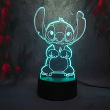 Amroe 3D Night Light Cute Cartoon Stitch 7 Colors Led Lamp Usb Remote Touch Baby Roon