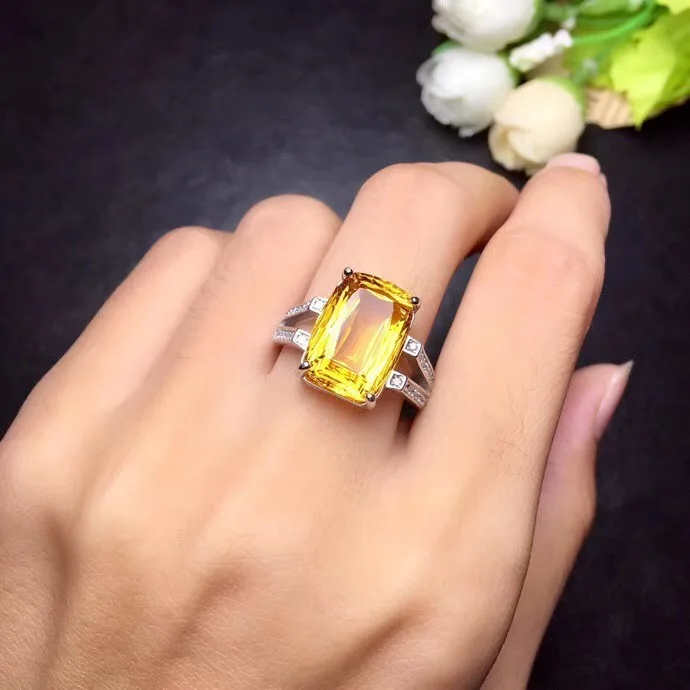 Кольцо из натурального цитрина драгоценные камни 8 карат красивые цвета новая